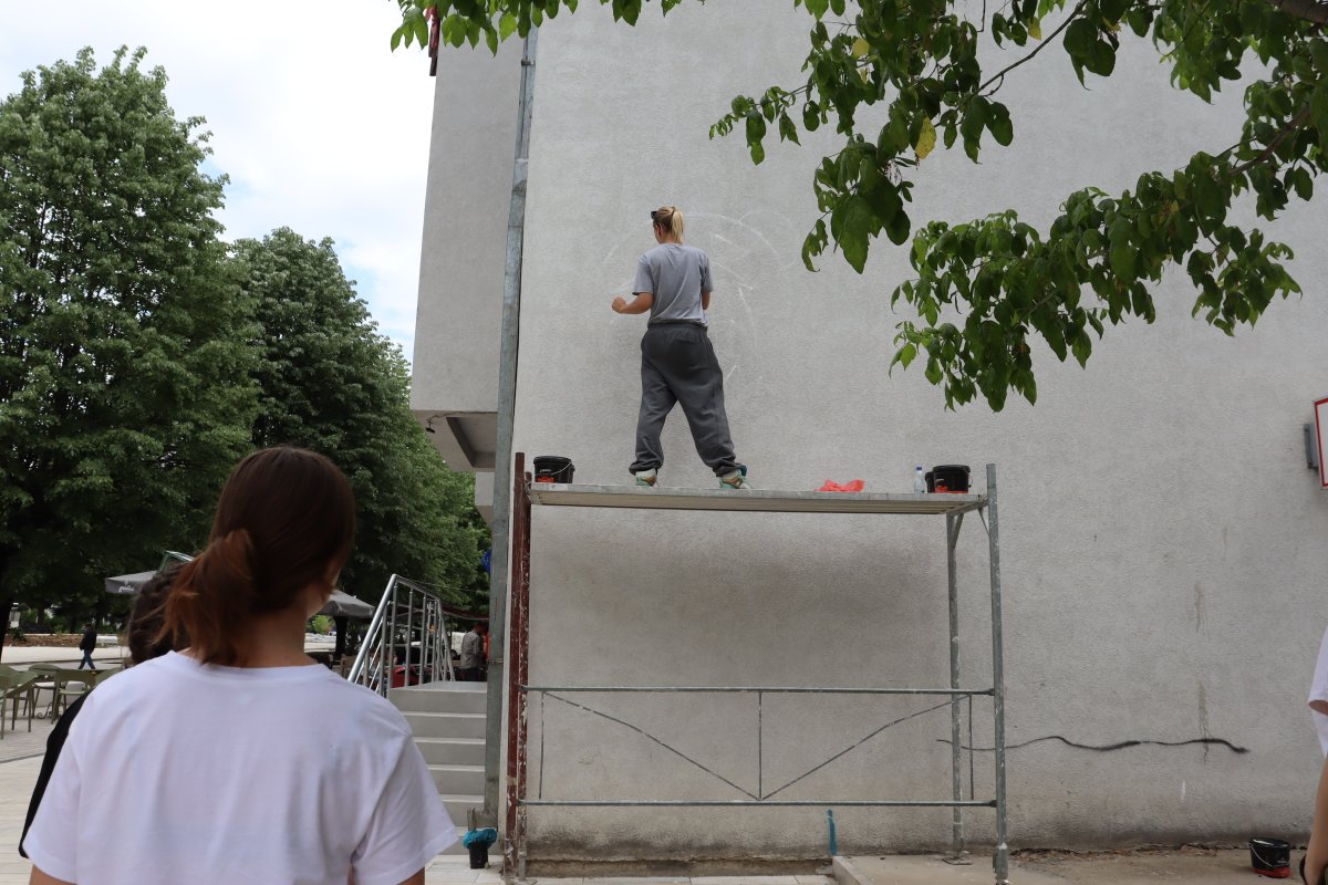 SIT_center's tweet photo. 😎In Ajvar we trust!😎

What brings us together, and makes our lives more pleasant? Ajvar.🤪

This mural, which incorporates #peaceful themes, #interethnic tolerance in #Kosovo &amp; the common traditions that connect us, has become one of Kamenica's icons. 

#DRC @Sida #SITandThink https://t.co/ziS1tqEg8t
