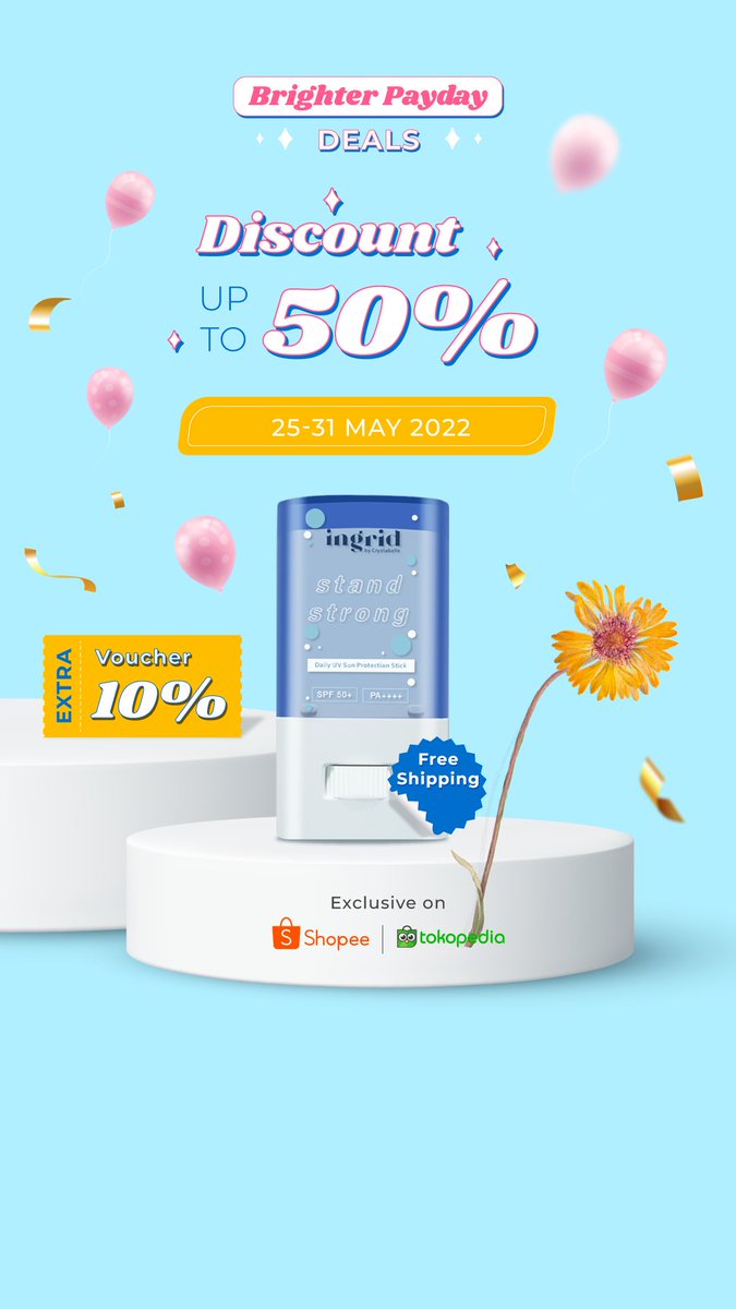 Ingrid_Skin's tweet photo. Brighter Payday Deals until 31 May 2022! 🌈
Go get yours, &amp; re-apply everyday ✨
🛒https://t.co/XCxoqmz4d6 https://t.co/vJWg7EMepa