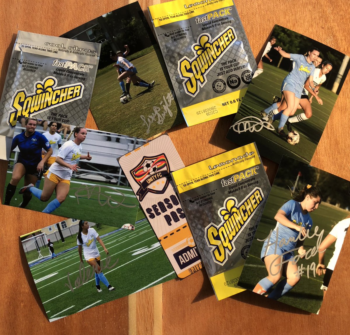 UnityFCsoccer's tweet image. Does a @sqwincher, #UnitArmy lifetime pass, and signed @HarlieFord @LexusSingleton @Valerie_xe @MeganWarner98  pictures move your needle? RT, like, leave a comment (we like that the best) we will pick a winner and send out, rumor is a shirt may giveaway is next #UnityTheFOn🌈