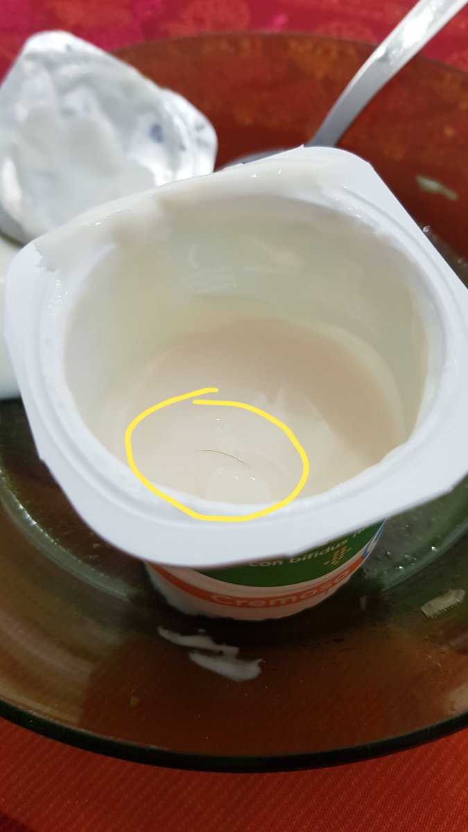 Hola <a href="/danone_es/">Danone España</a> , ¿cómo puede haber llegado un pelo al interior de un yogur? El asco que nos ha dado ha sido importante...