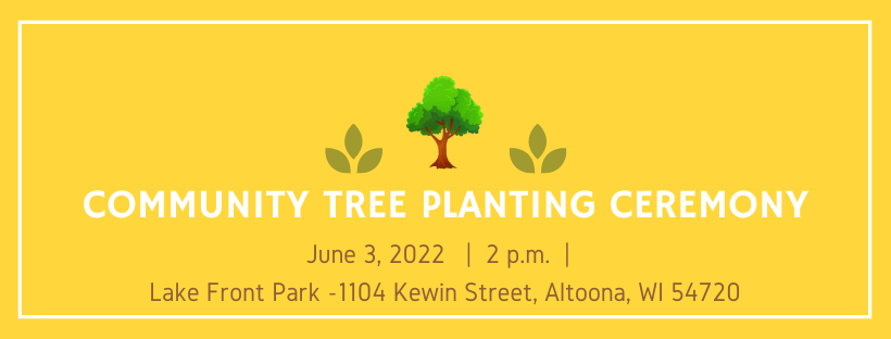 AltoonaWI's tweet photo. Arbor Day Community Tree Planting Ceremony - Altoona, WI
Date: June 3, 2022
Time: 2:00PM
Location: Lake Front Park
Come join the City of Altoona Mayor Brendan Pratt for a tree-planting ceremony at Centennial Park. This event is a celebration of Arbor Day in Altoona https://t.co/oswD0vTiKm