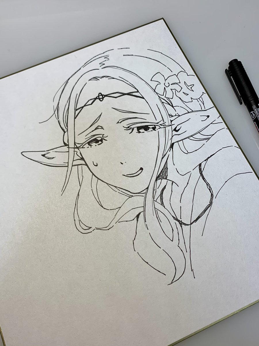 太古に締切の過ぎた色紙描いてる。ctrl+zがなくて泣いちゃう。 