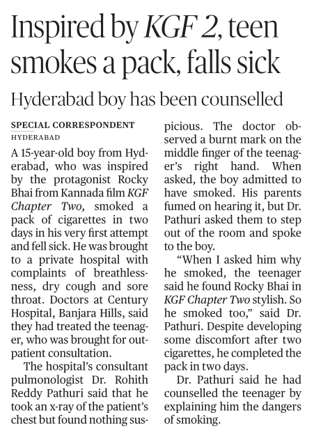 sopyashabdat's tweet image. Side effects of glorification of bad habits. Kids are highly influential, pl take note of that while using cinematic liberty @KGFTheFilm Might be isolated event but needs deliberations, #constructive_criticism