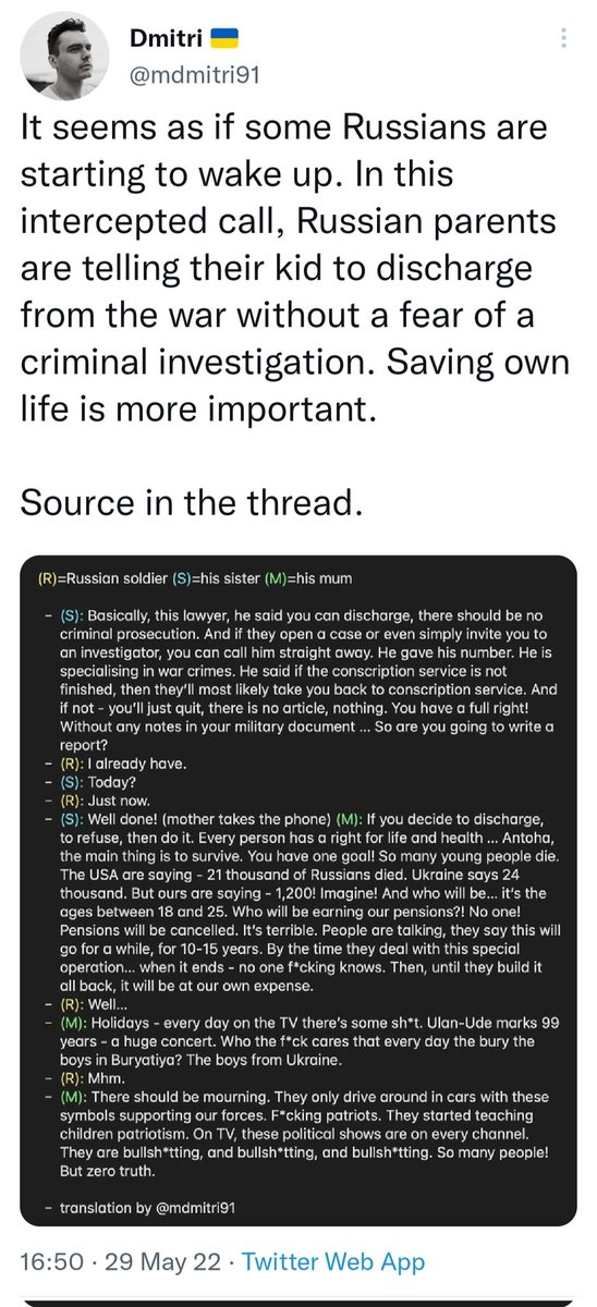 Russian soldier's mother asks son to discharge from war.
Says if most young men between 18-25 die in combat then who will pay their pension.
#MaleDisposability