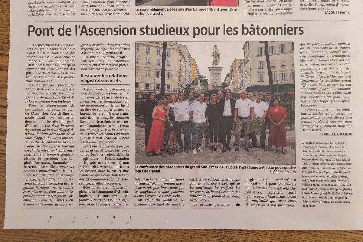 Ordre des Avocats du Barreau de BASTIA (@ordreavocats2b) on Twitter photo La Conférence Régionale des Bâtonniers du grand Sud-Est et de la Corse s'est réunie ce weekend à Ajaccio. <a href="/Conf_Batonniers/">ConférenceBâtonniers</a> La Conférence Régionale des Bâtonniers du grand Sud-Est et de la Corse s'est réunie ce weekend à Ajaccio. <a href="/Conf_Batonniers/">ConférenceBâtonniers</a>