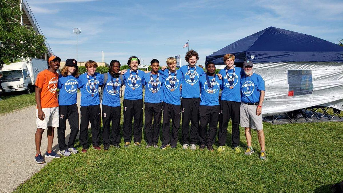 StTboystf's tweet photo. 10 young men qualify for state in 8 different events. All 4 relays make it to finals, and all 4 earn medals.  During the two days of racing they set the school record in all of them. Great group of athletes, who know they are blessed by God and also were competing for Amber. https://t.co/C76HV7leMV