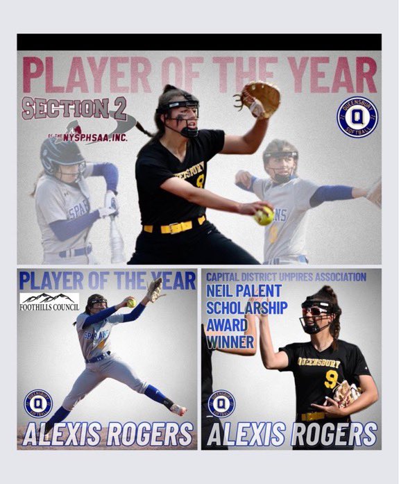 Congratulations <a href="/ajrogers09/">alexis rogers</a> on your many accomplishments this season

💥Neil Palent Scholarship Award from CD umpires. 
💥Foothills Council MVP/Player of the Year.
💥Section 2 Athletics MVP/Player of the Year.
