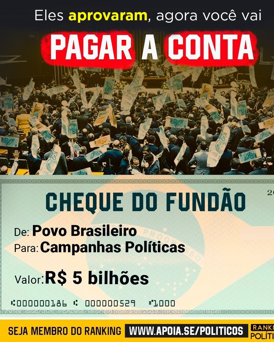 RankPolitico's tweet image. O cheque que ninguém quis pagar, mas eles querem muito receber.
