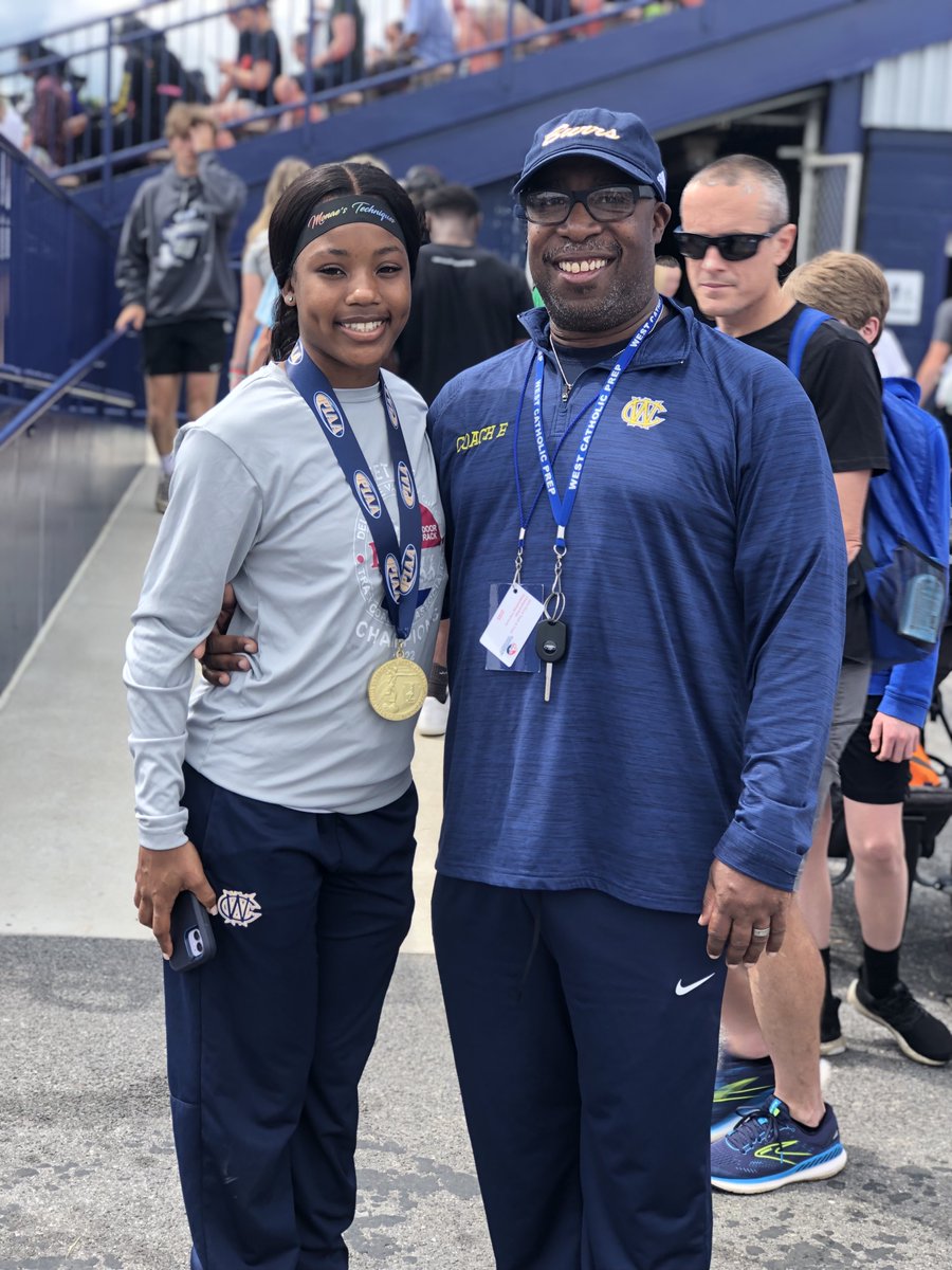 McDevittLancers's tweet photo. Congratulations to former Lady Lancer track star Taleea Buxton '23 on her outstanding performance in the PIAA Track &amp; Field Championship this weekend. Taleea now attends West Catholic and is coached by McDevitt Hall of Fame coach Eric Young '86. https://t.co/Gb27uXoG3H