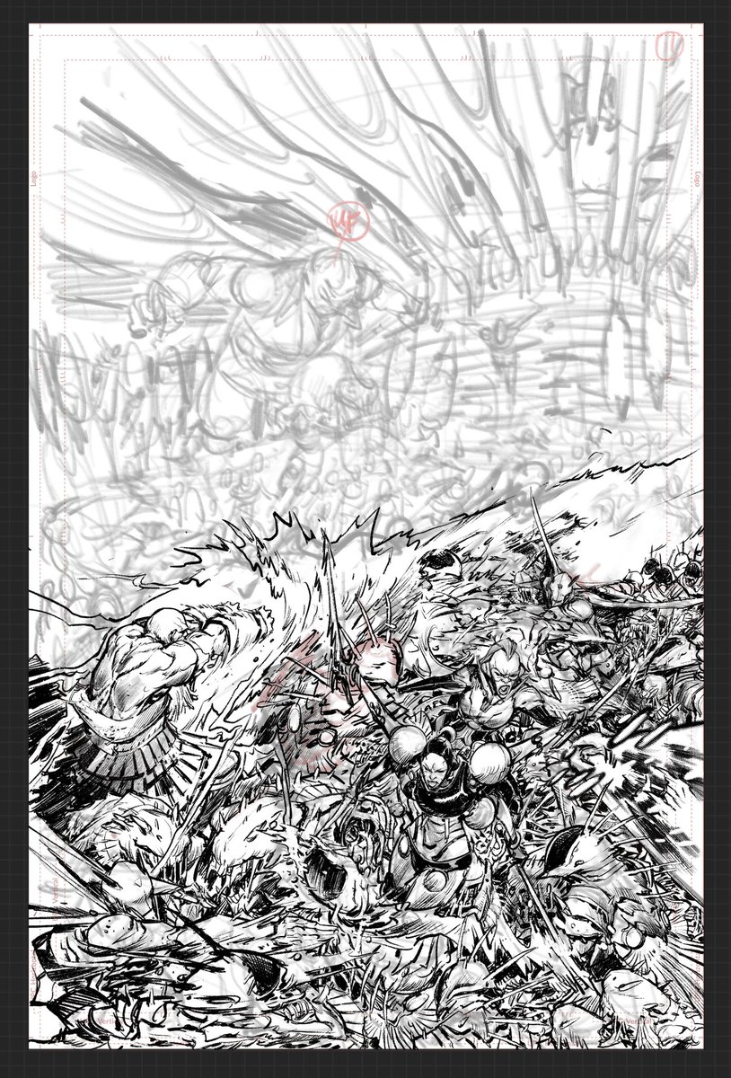 WIP of page from ARC ATHENA Book06.

This one's titled: "At some point, colorist Giuliano Peratelli is gonna quit, but not before punching me in the face."

aka: "Stick the landing w the last issue."