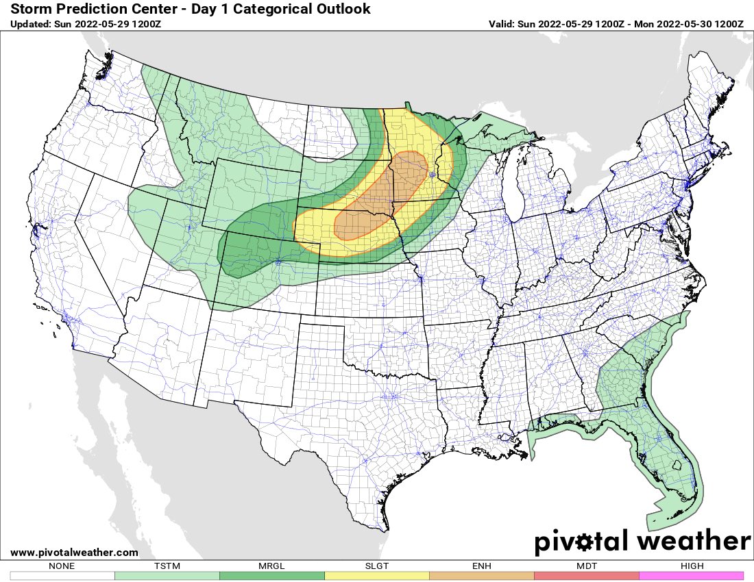 ryanhallyall's tweet photo. Big time storms possible today in the enhanced risk area! @BrandonCopicWx &amp; @VinceWaelti should be live streaming! 

Tomorrow’s threat looks more significant as the SPC has issued a 10%# risk for significant tornadoes. I’ll likely be LIVE tomorrow. Stay tuned! https://t.co/9zbhY38Mon