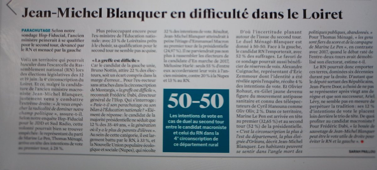 "Jean-Michel Blanquer en difficulté dans le Loiret" JDD. Votez local, votez <a href="/ACuignache/">Alexandre CUIGNACHE,</a> Reconquête! @LiensZemmour