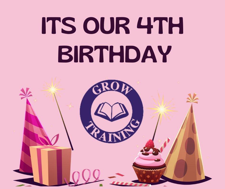 4years going &amp;over 2600 people trained.We are so blessed.Thank you to all our supporters, learners &amp; customers for the business you have given us to date,u have kept a small business going through the worst pandemic.We are #grateful 
#itsourbirthday #choosegrowtraining