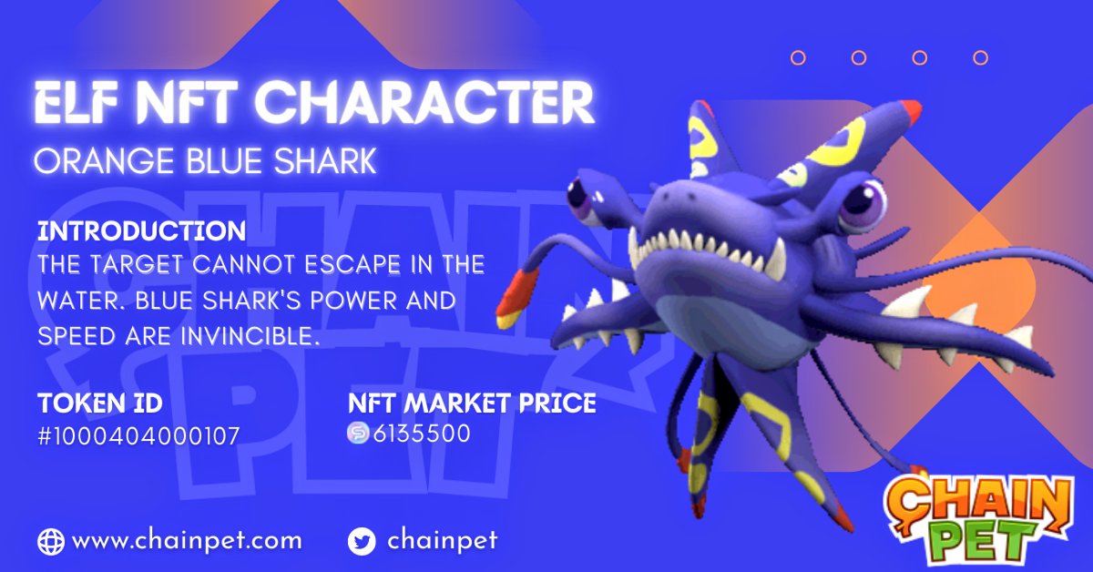 bibieddie's tweet photo. Elves have 5 regular colors which represents the different growth levels in proper variation: white, green, purple, orange, and red
This is BLUE SHARK (Orange Variant) | available at the NFT MARKET: https://t.co/vcauFHsSXi
#Chainpet #P2E #NFT #Crypto #BNB #Spaceelves https://t.co/M57O8OF9qa