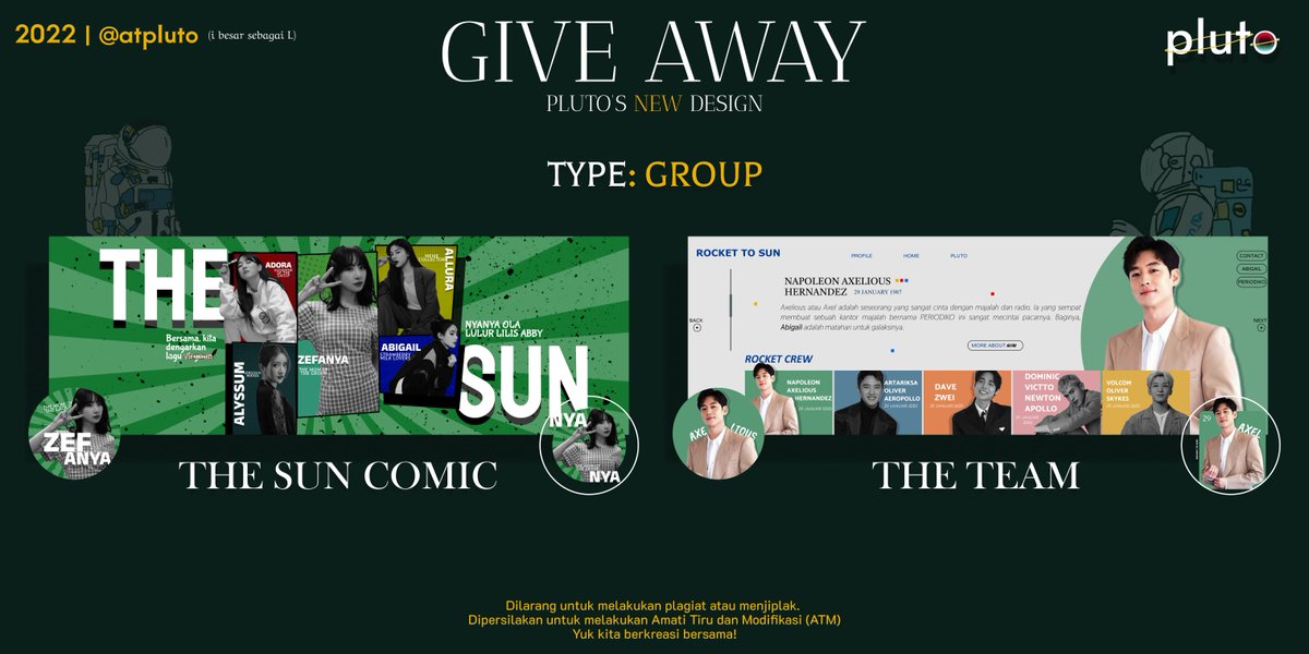 atpIuto's tweet photo. ⠀ ⠀⠀
⠀⠀ ⠀⠀ ⠀⠀⠀ ⠀🌏GIVE AWAY!🌏

HAI TEMAN-TEMAN! Yuk ikutan GA untuk 2 design dengan tipe grup/team ini ya! Akan ada 2 pemanang yang akan diumumkan pada hari rabu/kamis! YUK IKUTAN🥳

Syarat:
- RT tweet ini
- Follow @atpIuto 
- ajak 3 temen kamu

GOOD LUCK!⛅️ https://t.co/HDpqochwtY