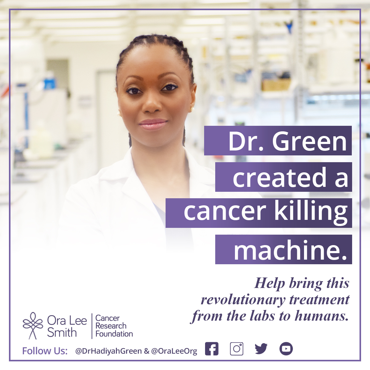 drhadiyahgreen's tweet photo. @OraLeeOrg was founded by innovator &amp; humanitarian @DrHadiyahGreen. Follow us to raise awareness &amp; funds for the #tech she developed that kills #cancer in 15 days without observed side effects. #BeyondHope

#OraLee
#DrHadiyahGreen
#CancerResearch
#CancerAwareness https://t.co/bAzeJp5kjR