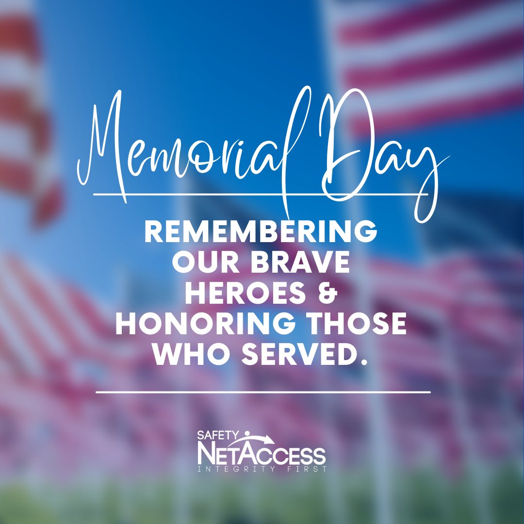 safetynetaccess's tweet image. In observance of Memorial Day, our U.S. offices will be closed, Monday, May 30th. 🇺🇸 

Our help desk will remain open 24/7.