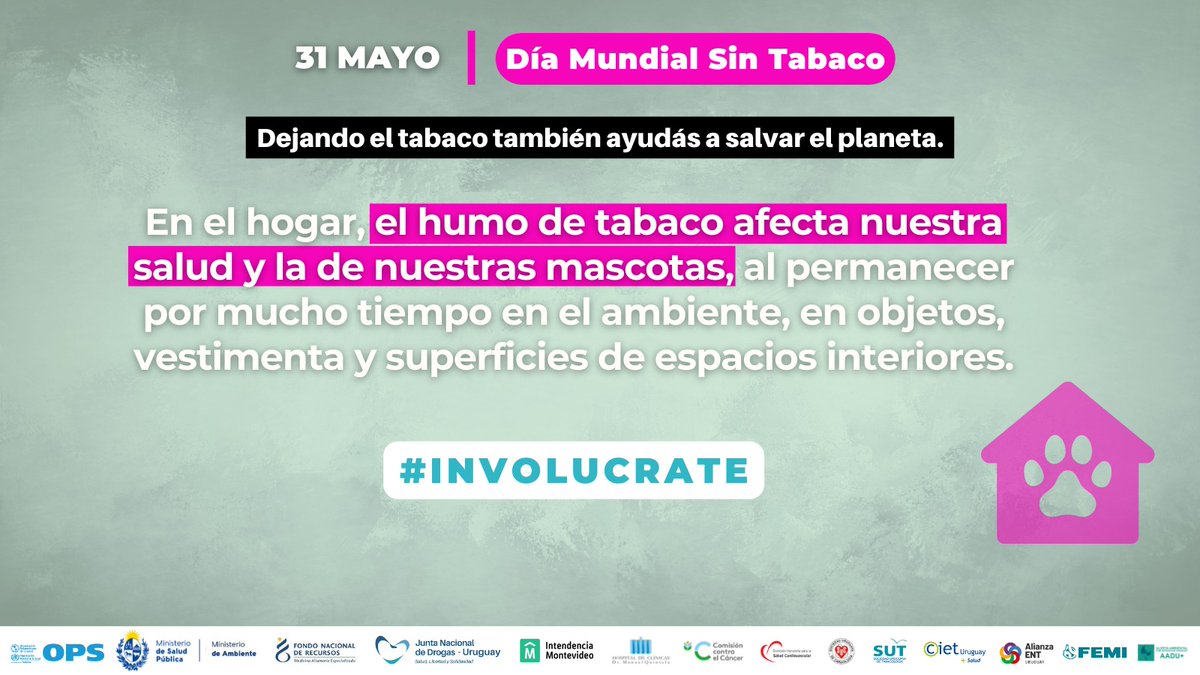 cardiosaluduy's tweet photo. El humo de tabaco ambiental contiene más de 7.000 sustancias químicas nocivas para los seres humanos, más de 60 de ellas cancerígenas.

Dejando el tabaco también ayudás a salvar el planeta

#Involucrate  31 mayo #DíaMundialSinTabaco https://t.co/l87ZQC4uVf