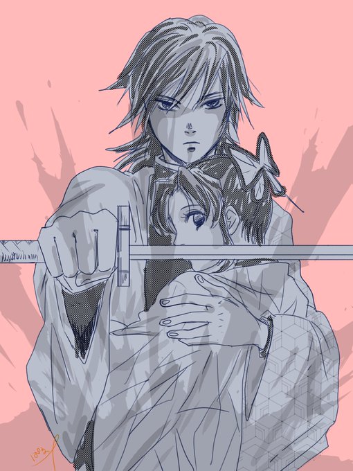 ぱるさんがTwitterに投稿した冨岡義勇(鬼滅の刃)のイラスト。