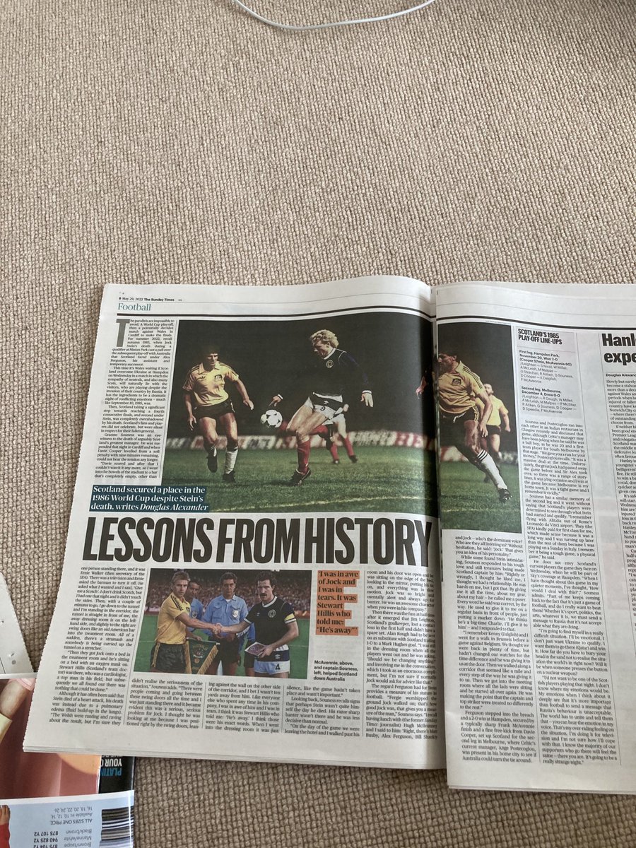 Graeme Souness and Ange Postecoglou recall Scotland’s last World Cup playoff with Australia plus Steve Clarke and Grant Hanley look ahead to Wednesday’s match against Ukraine at Hampden in today’s ⁦<a href="/SundayTimesScot/">The Sunday Times Scotland</a>⁩ Sport