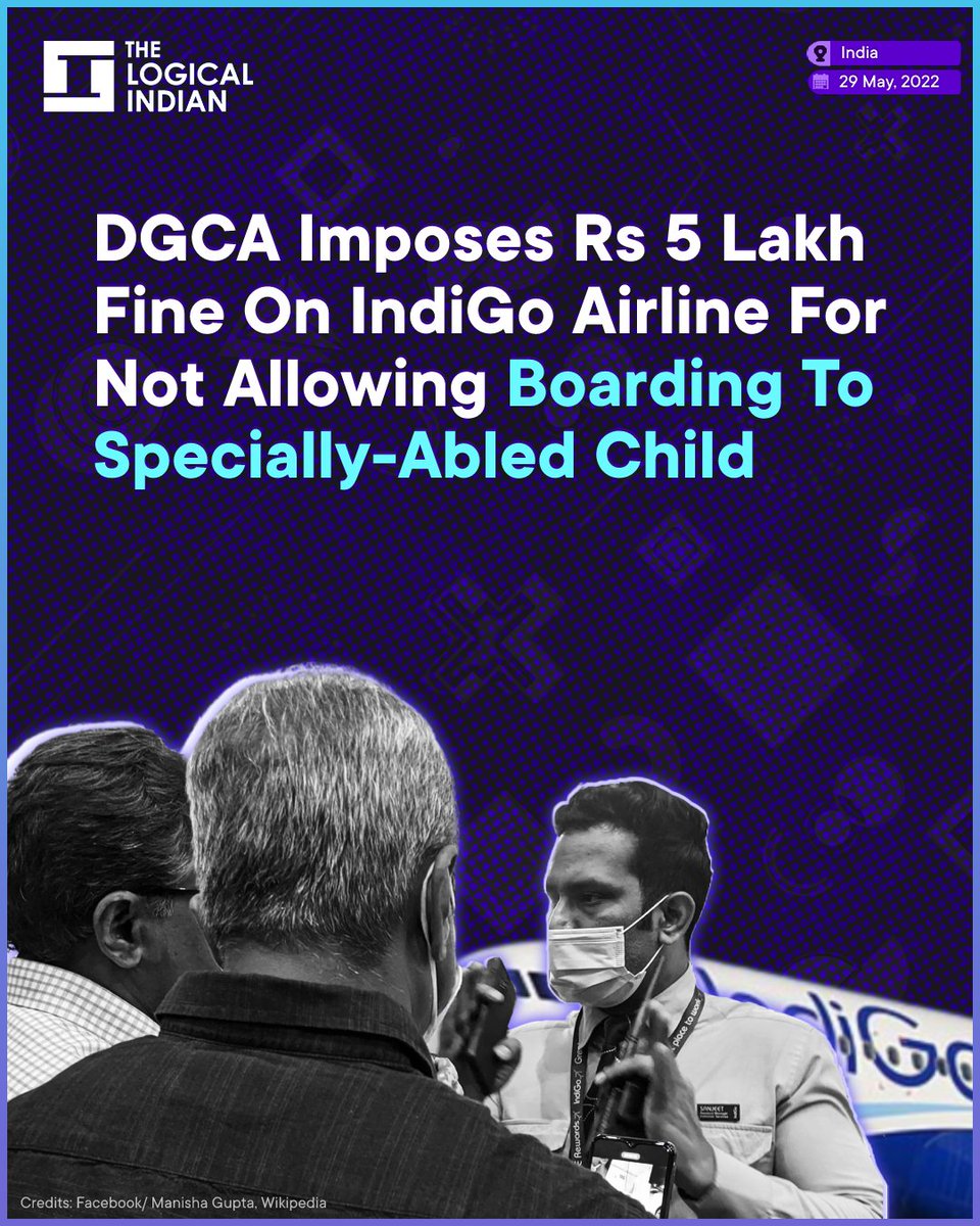 LogicalIndians's tweet image. #IndiGoAirline: The Directorate General of Civil Aviation, India's top regulator for air travel, said on Saturday, May 28, that it has imposed a fine of Rs 5 lakh on IndiGo airlines for not allowing boarding to a specially-abled child at Ranchi airport on May 7. 

#fine #DGCA