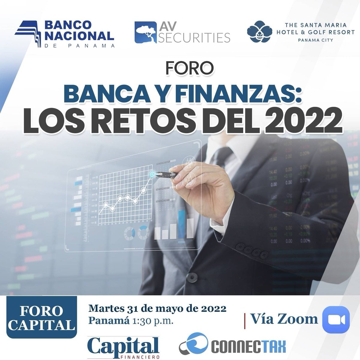 ElCFPanama's tweet photo. Te invitamos al #ForoCF Banca y Finanzas: Los retos del 2022
31 de mayo
1:30 p.m. (Hora Panamá)
Patrocinado por:
@banconalpa
@avsecurities
Hotel Santa Maria Luxury Collection Hotel & Golf Resort
Inscríbete gratis: https://t.co/0uar3jMHSE https://t.co/vzrjo6Aob0 https://t.co/op9jzLXku6