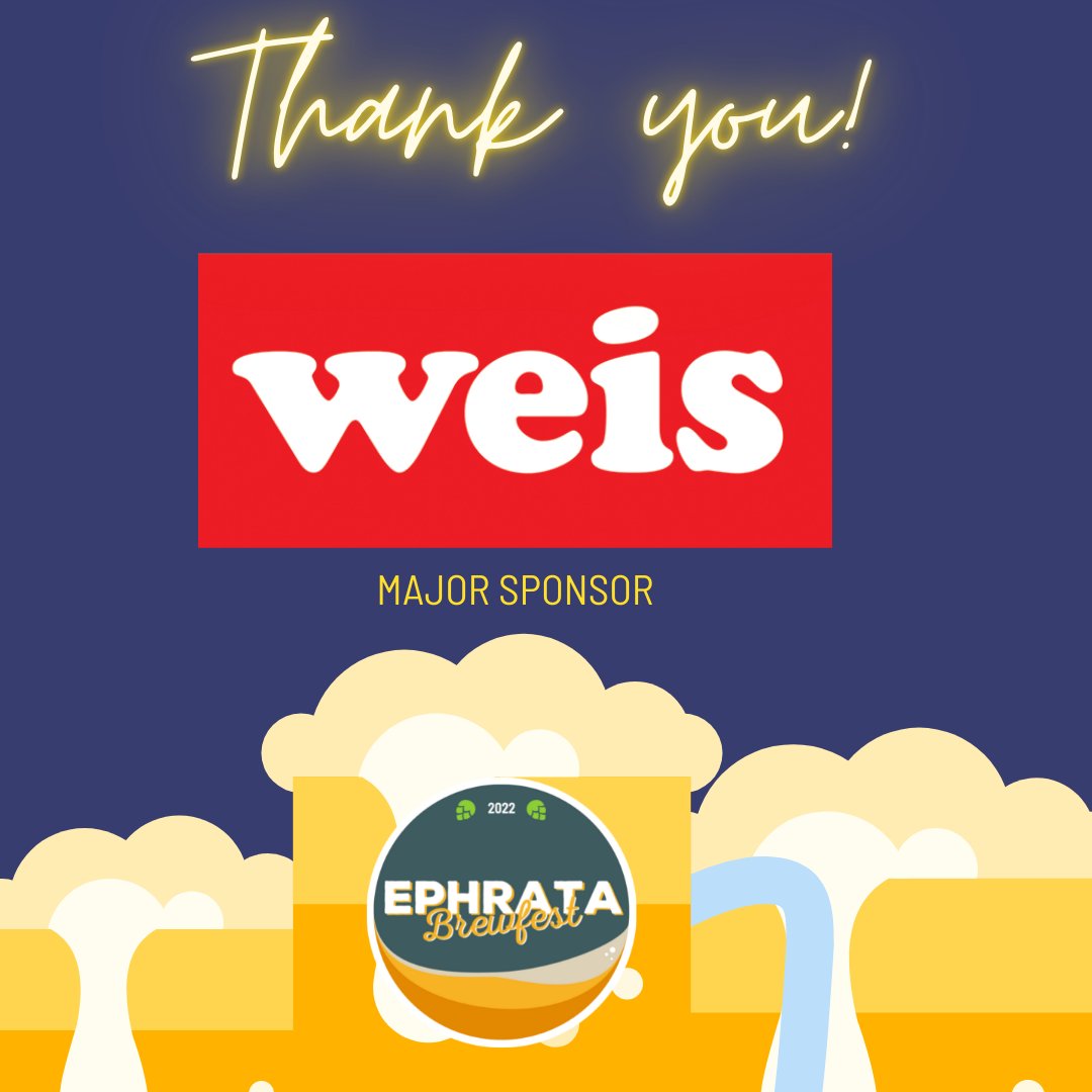 We're so happy to welcome Weis Markets back as our Major Sponsor for Brewfest 2022! Only 2 weeks until tickets go on sale! Interested in sponsoring? Email egood@ephratapublibrary.org! #EphrataBrewfest