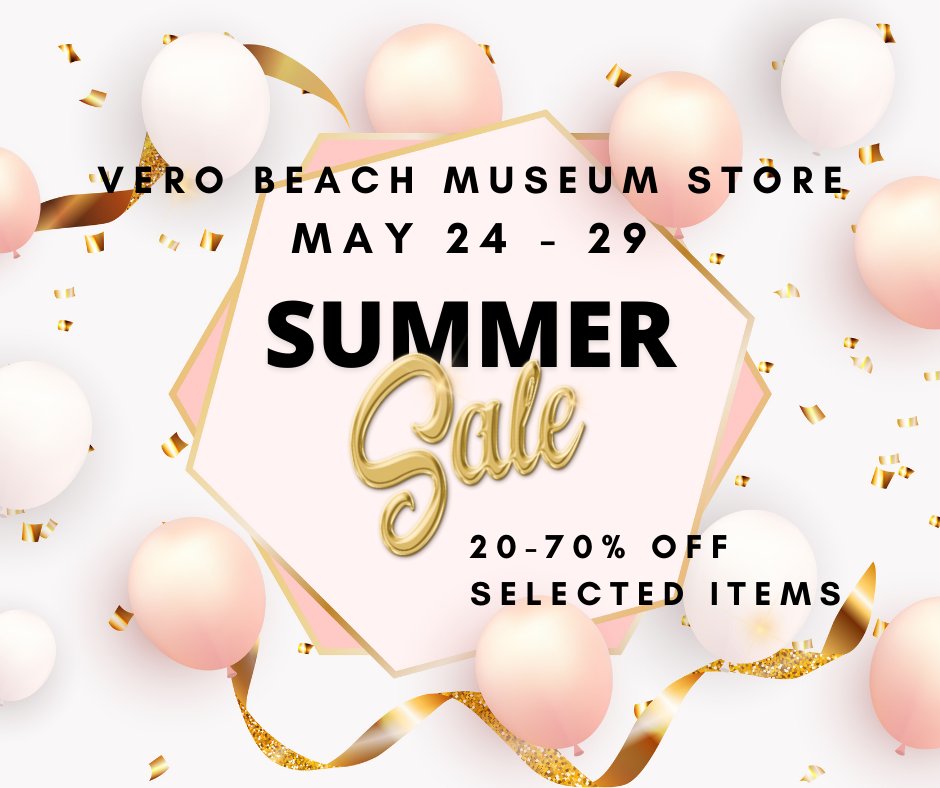 Last day of the #vbma Museum Store Sale! Shop today from 1 - 4 pm. Museum admission is not required to shop the Store. #ShopLocal #artmuseum #supportthearts #verobeach