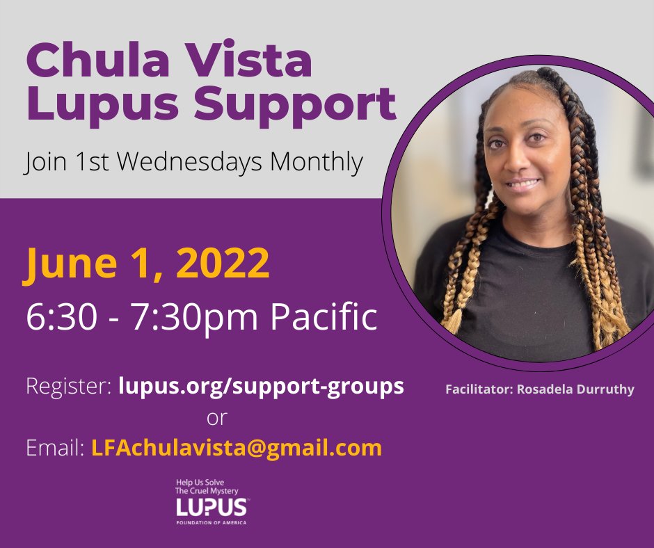 LupusOrgSoCal's tweet photo. Four support groups this week!  Chula Vista on Wednesday, Carson on Thursday, and both the Youth and Hispanic/Latino groups on Saturday.  All info and registration here: https://t.co/uRpIIK7lC0 https://t.co/gaWfQMyjmZ