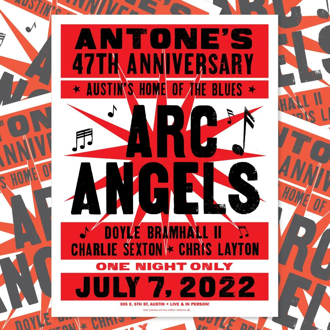 Arc Angels return to on 7/7 to help celebrate the club's 47th Anniversary! Thanks to <a href="/globeatmica/">Globe at MICA</a> for these beautiful posters. Limited prints will be available at the show. Get tickets online or visit our box office at <a href="/bighenrys/">Big Henry's</a>.

🎟️: buff.ly/3t1wrCF