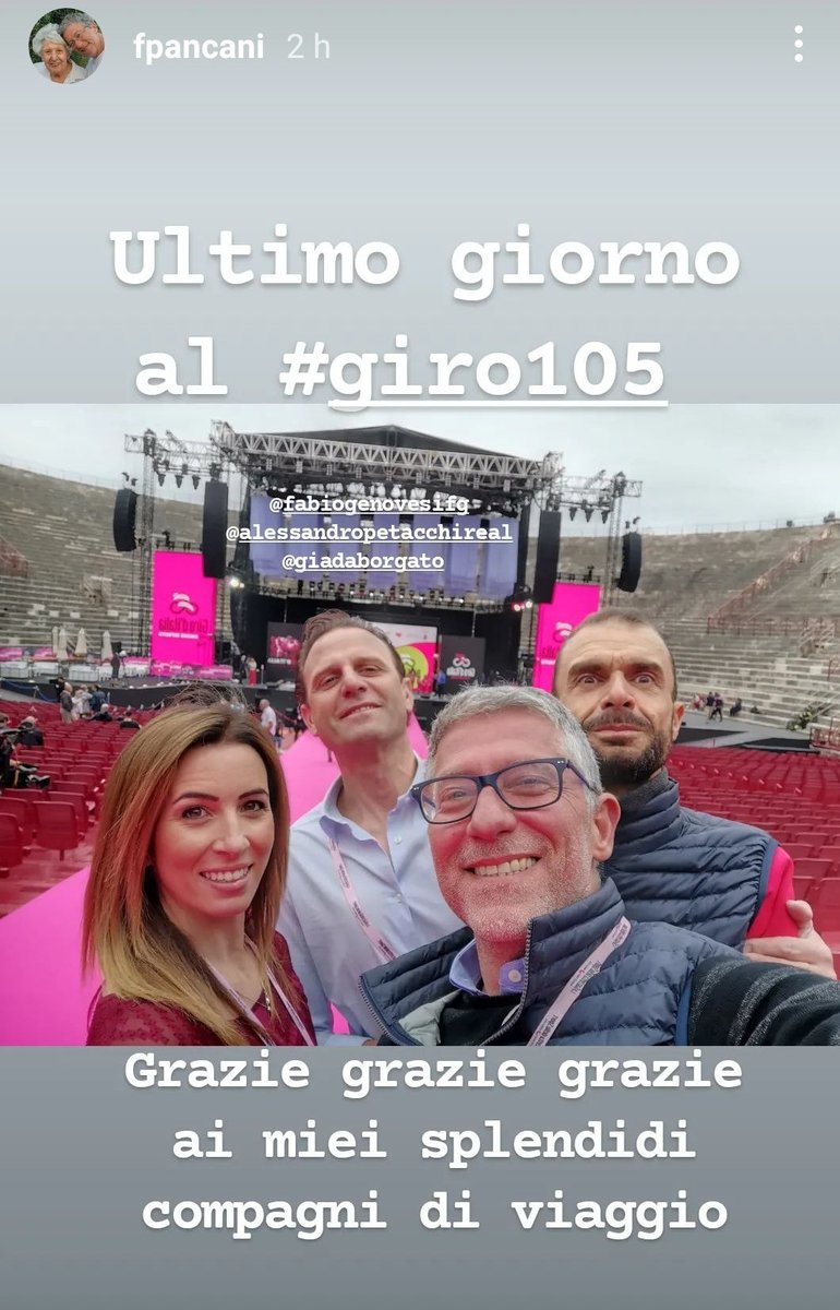 itakamo2's tweet photo. Non è giro se in telecronoca non c"è il duo Pancani Borgato. Fantastici. Li voglio anche al Tour.
Un bravo anche al resto della squadra. 
#RaiGiro
@giadaborgato @f_pancani https://t.co/0Y7kl08fhr