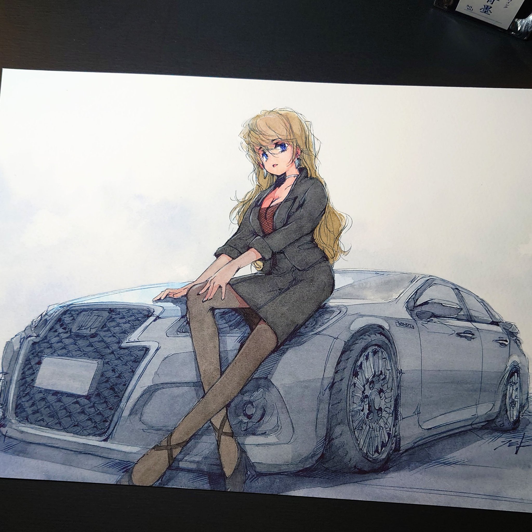 クラウンをかぶった女性の油彩画 左向きの日傘をさす女性 - クロード・モネの手描きの油絵の複製