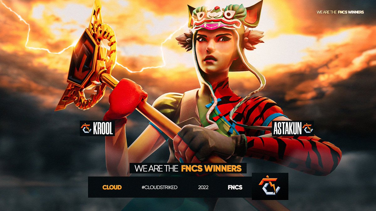 ⛈️| Bringing it home , We are delighted to congratulate <a href="/Kroolfn/">Krool</a>  &amp; <a href="/iAstakun/">Asta</a>   For securing first place in FNCS Grand Finals .

#CloudStriked ⛈️