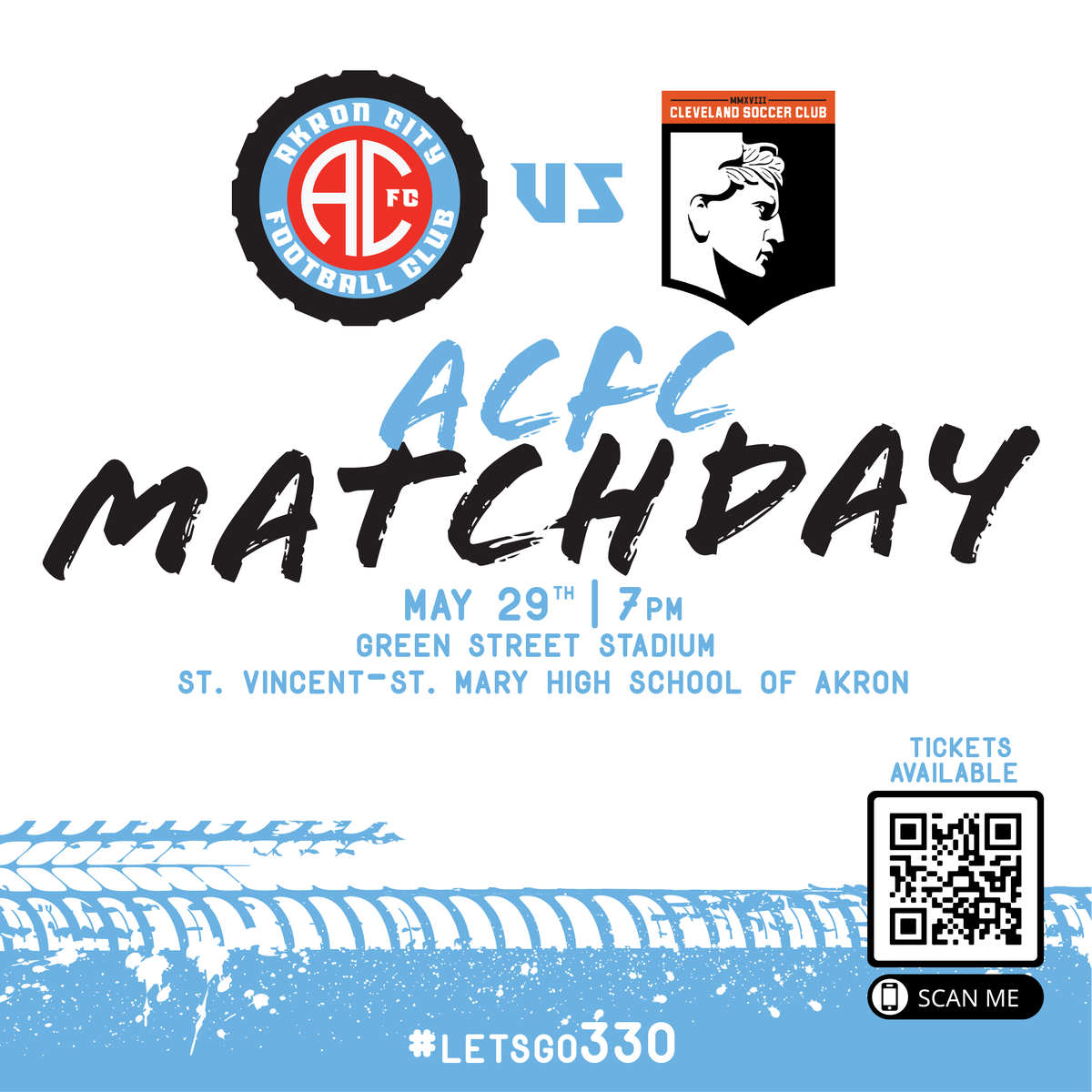 The day has arrived, The Battle of Northeast Ohio!

🆚- Cleveland SC
📆- Sunday 5/29
⏰- 7PM (Gates open at 5:30PM)
🏟️- St. Vincent-St. Mary High School (15 N. Maple St, Akron, Ohio)
🎟- tickets.npsl.com/events/13180 (tickets also available at gate)
📺- elevensports.com
