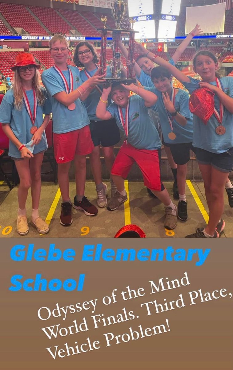 GlebeAPS's tweet image. We are so proud of these Glebers! This 5th grade team made it to The Odyssey of the Mind WORLDS and took 3rd place! Amazing! @APSVirginia @SuptDuran @Glebe5thgraders @GlebeStem @glebepta #GlebeEagles #proud