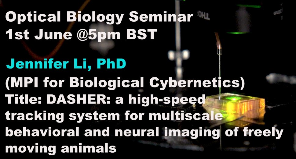 This Wednesday we have Jennifer Li <a href="/rolilab/">RoLi Lab</a> joining us, speaking about their new method for high speed tracking and neural imaging of freely moving animals! Hope to see you there!