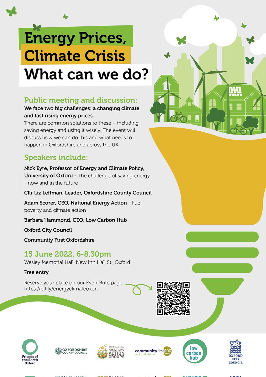PUBLIC MEETING AND DISCUSSION: Poster for 2 big challenges we face: fast rising energy prices and a changing climate. What can we do? Local and national speakers. Free entry: reserve your place on Eventbrite... bit.ly/energyclimateo… @OxTweets #EnergyPrices #ClimateCrisis