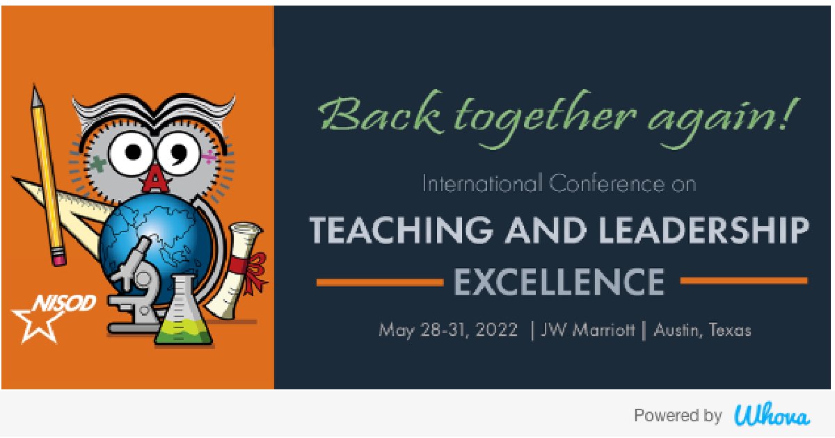 Hi! I'm attending NISOD International Conference on Teaching and Leadership Excellence #NISOD2022F2F. Let's start connecting with each other now.  - via Whova event app whova.com/whova-event-ap…