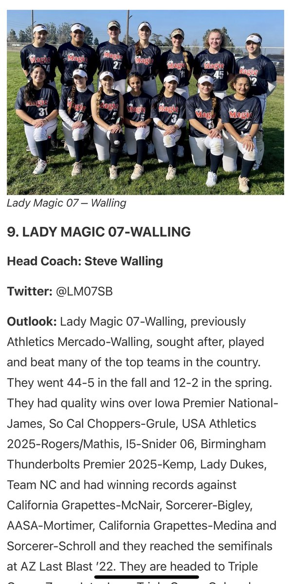 Thank you <a href="/BrenttEads/">Brentt Eads</a> and <a href="/Los_Stuff/">Carlos Arias</a> at <a href="/ExtraInningSB/">EXTRA INNING SOFTBALL</a> for ranking us #9 in the nation for the 14U age group. It’s an honor to be amongst the best of the best. We have watch them, learned from them and now are among them. Our ladies thank you very much for this recognition.