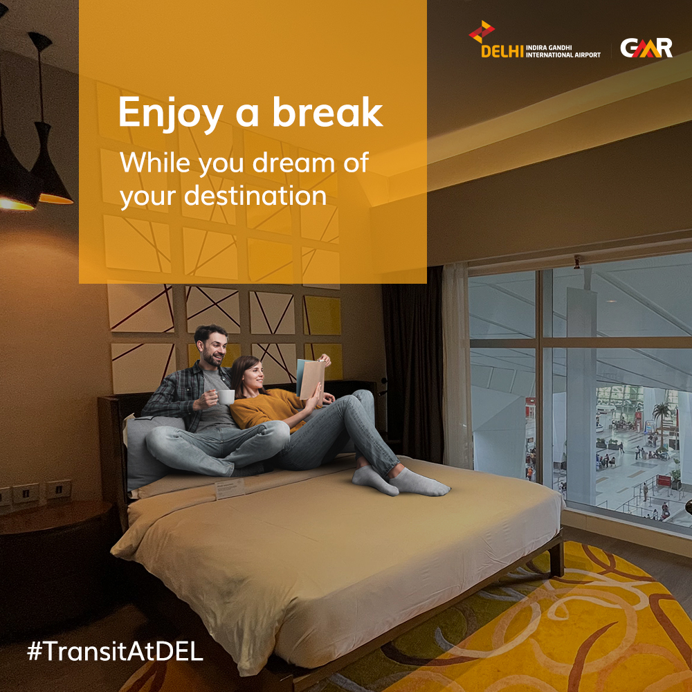 DelhiAirport's tweet photo. Fatigue killing your dreams of enjoyment, while still in transit? Don’t fret, with the #TransitHotel facility bid these woes goodbye.
Book your room now and enjoy a complimentary breakfast with an 8 hours stay. Visit: https://t.co/iyEaE3AGHn
#TransitAtDEL #Hotel #DelhiAirport https://t.co/XZm8riZmiP