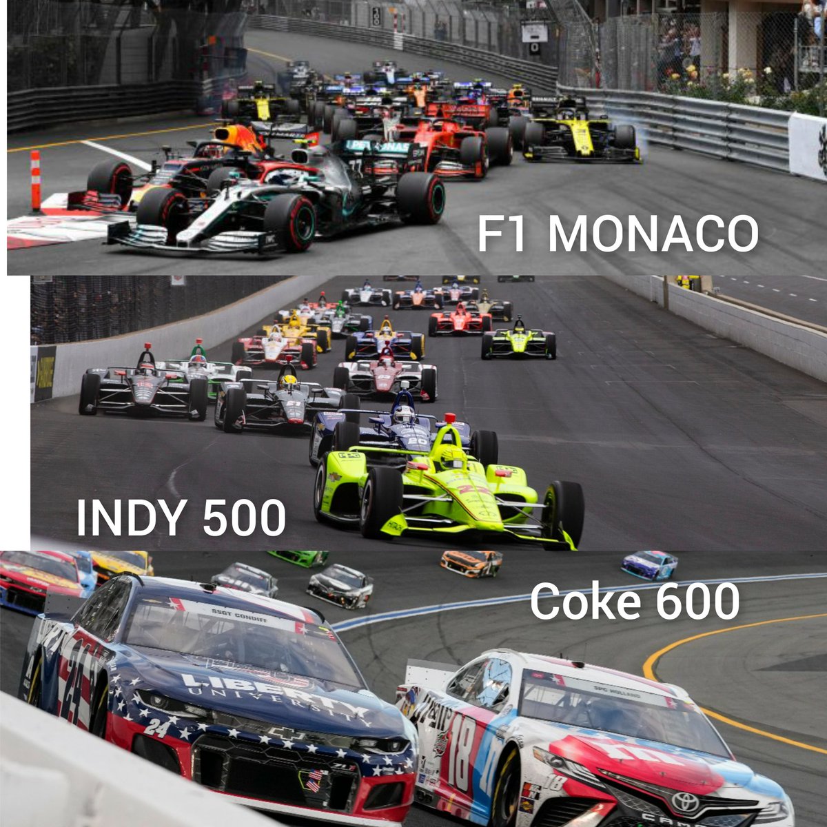 00gagt's tweet photo. Biggest day in racing

 Breakfast in Monaco
Lunch in Indy
Dinner in Charlotte 

@nascar @IndyCar @F1 https://t.co/egRcsdVo7v