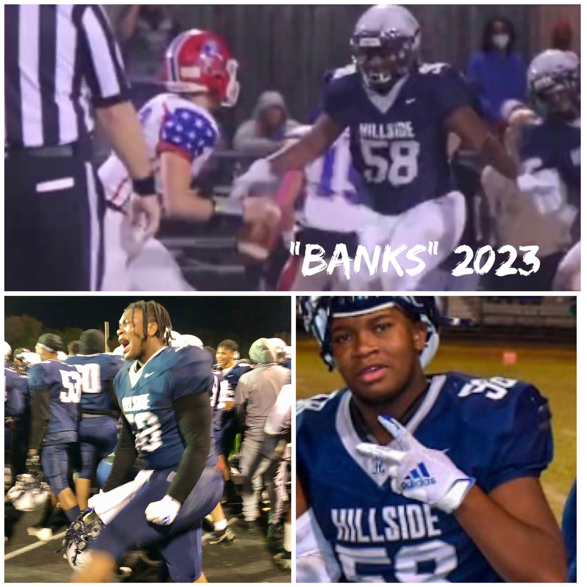 Alexander “Banks” c/o 2023, #58 OL/DL Hillside High School=Ready!!