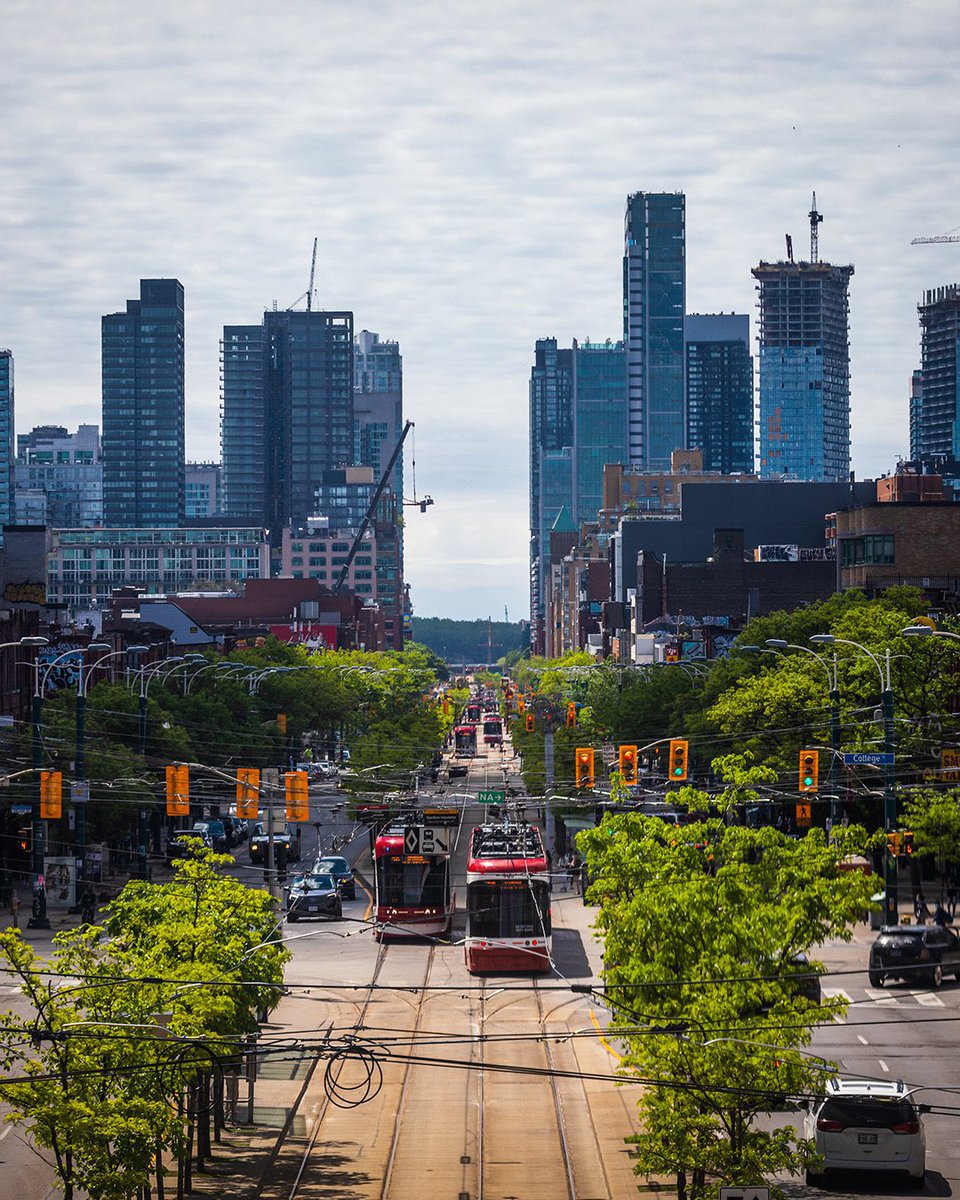 Spadina Ave was six lanes of traffic, inching along, always a stinky, noisy, congested mess before we created a new, dedicated right-of-way for the 510 Streetcar. And, trees. We added trees. Great pic, <a href="/Jack_Landau/">Jack Landau</a>.