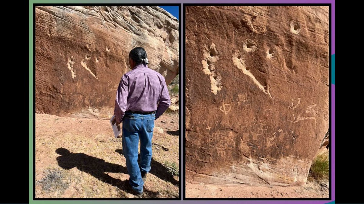 IndianAffairs's tweet photo. Tribal leaders say recent vandalism in the #BearsEars region is “a desecration of the Ancestors” and demonstrates an “urgent need to protect our Ancestral homelands.” https://t.co/pCEQzGXCek
#RespectBack #AncestorsBack #CultureBack #EverythingBack https://t.co/9XhhXKdqMl