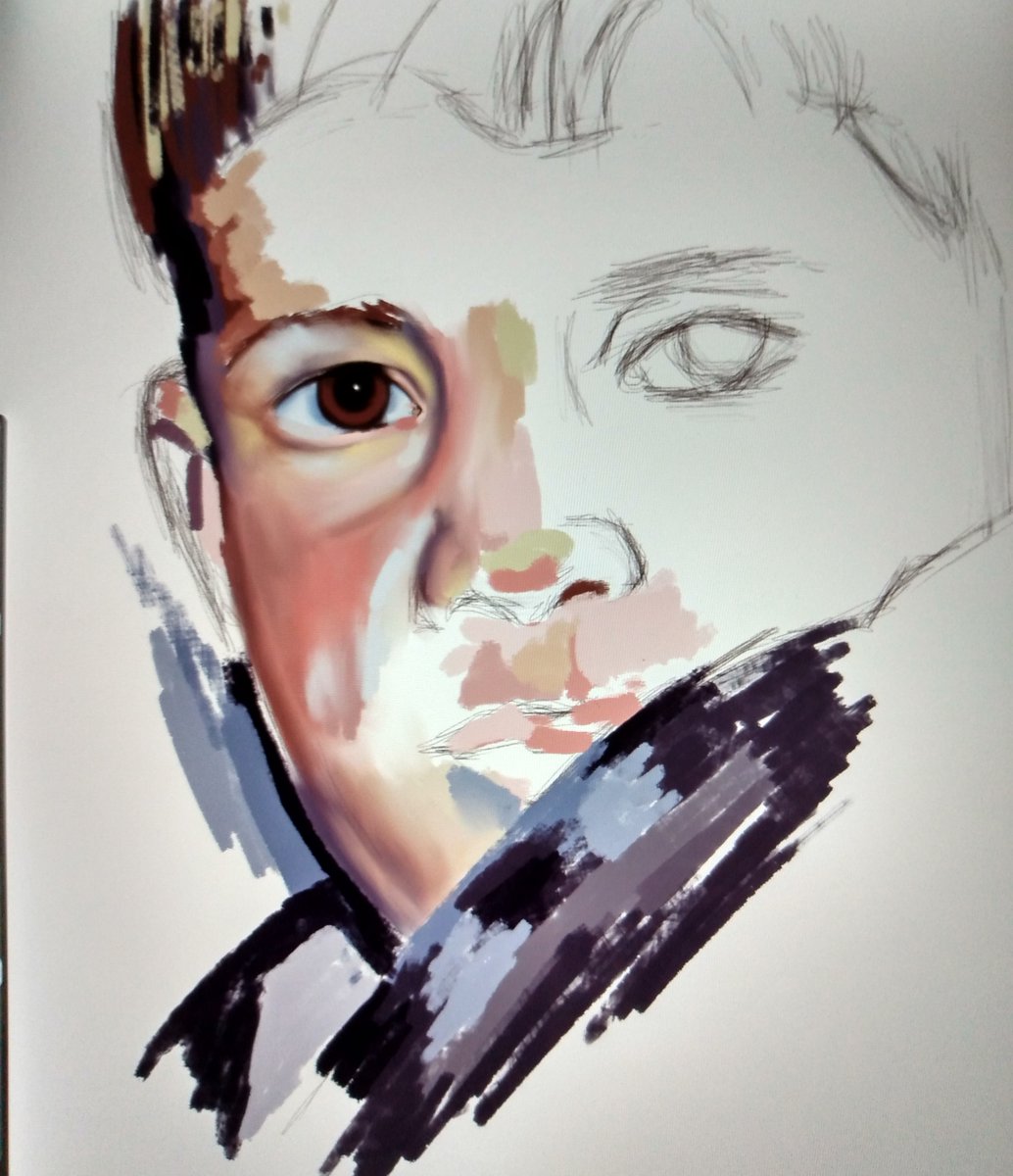 portraits46's tweet photo. My true sanity right now is my art.
Started another portrait yesterday.
Reference is my own.
(I'll be finalizing details today on my other WIP)
#digitalart #art #MentalHealthAwareness #processpicture #arttherapy #WIP https://t.co/bUIMsJfL26
