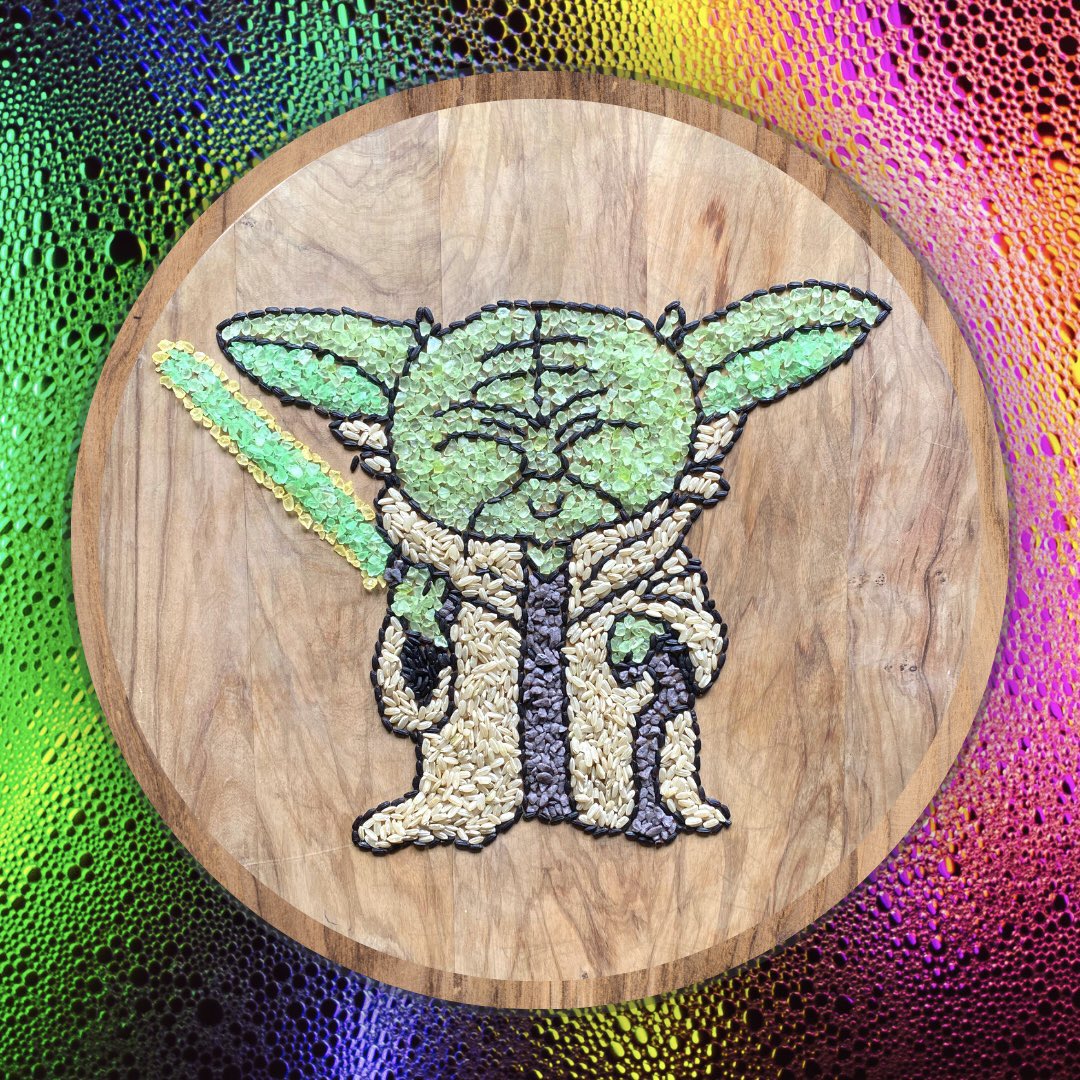 _paleat's tweet photo. All Paleats are realised by food: rice, colored salt, beans, legumes. Art meets food on the palette of flavours: PalÈat! https://t.co/gV88P3vkyL #paleat #artfood #yoda #nfts #NFT #NFTCommumity #StarWars #StarWarsCelebration #StarWarsJediSurvivor #buyingcontent #buynow https://t.co/XCRb60OBVX