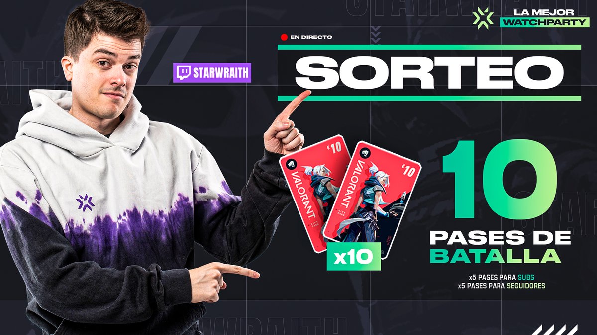 !SORTEO DE 10 PASES DURANTE EL DIRECTO!

Requisitos:
- Hacer RT 🔁
- Seguir a <a href="/StarWraith/">StarWraith</a> <a href="/DaniKongi/">DANIKONGI</a> y <a href="/andaluchino/">Andaluchino - Buying CS2 skins</a> 
- Estar en el directo 🔴

ES LA HORA

twitch.tv/starwraith