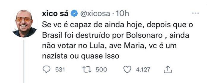Rconstantino's tweet photo. Se vc não vota no ladrão socialista, vc é um nazista! Esses “artistas” fumam coisa estragada, só pode! https://t.co/tXEaLyyEFR