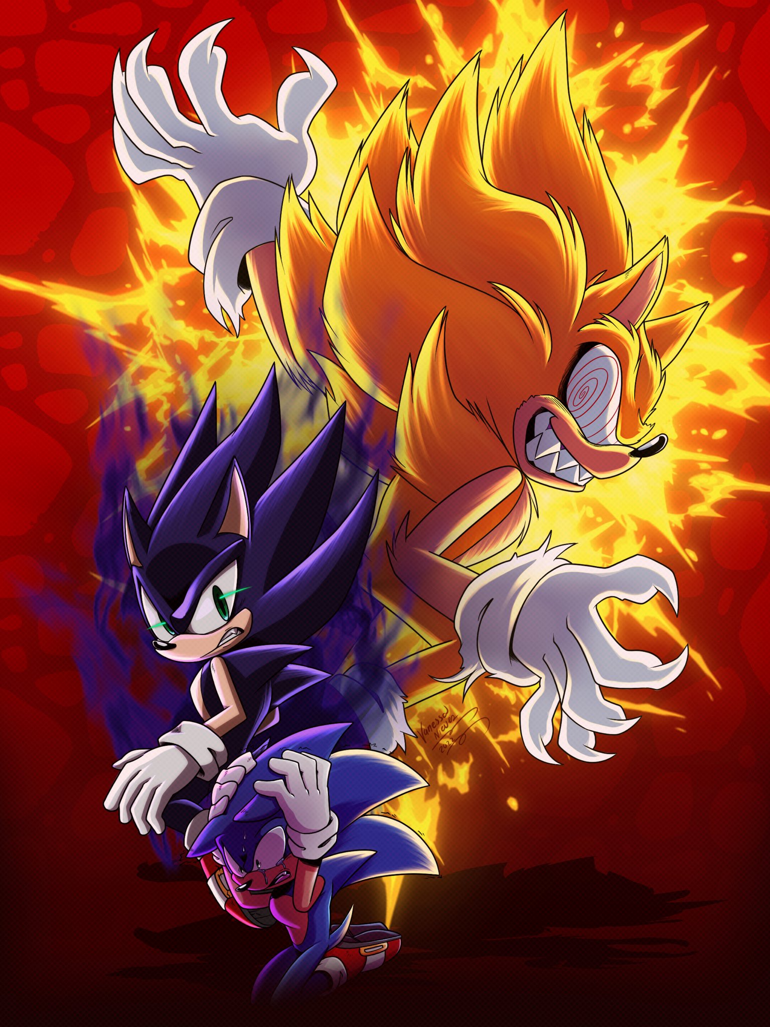 Dark Sonic  Sonic the hedgehog, Sonic, Sonic art