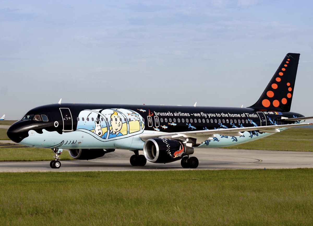 Av1ation__'s tweet photo. #Tintin is a world famous character from Brussels, and a true ambassador of Belgium 🇧🇪 . #Brusselsairlines  has a long tradition of representing the best of Belgium to the world. Here the #OOSNB "RACKHAM" https://t.co/uBcZbWJdDq